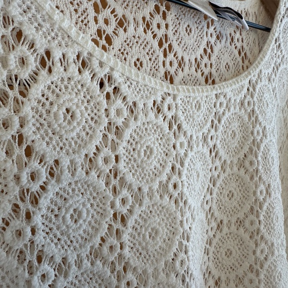 Chico's Cream Lace Crochet Blouse Size 3 (16) Coastal Chic, feminine - Picture 6 of 10